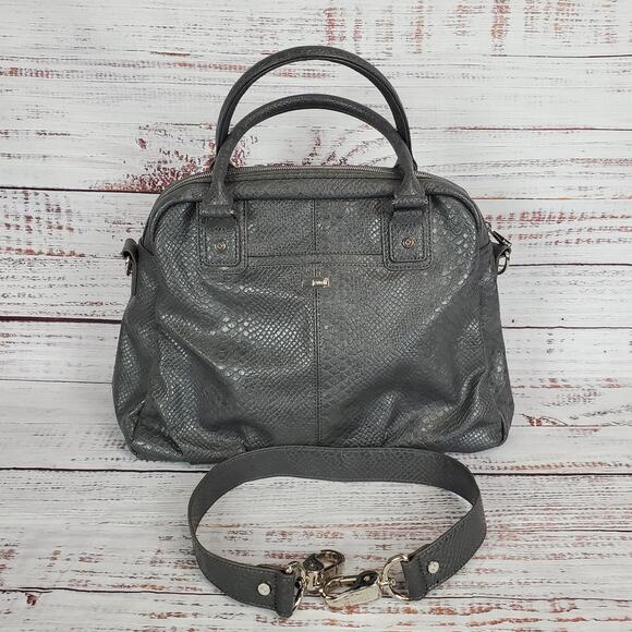 Jewel Gray Large Zip Slouchy Satchel Purse Dual Handle & Strap Shoulder Bag - Picture 3 of 14